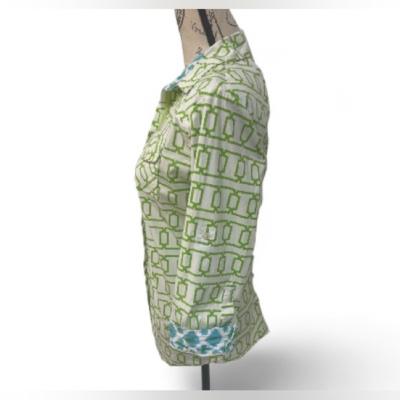 Tizzie Button-Back Geometric Print Shirt Size Large EUC - Picture 2 of 8